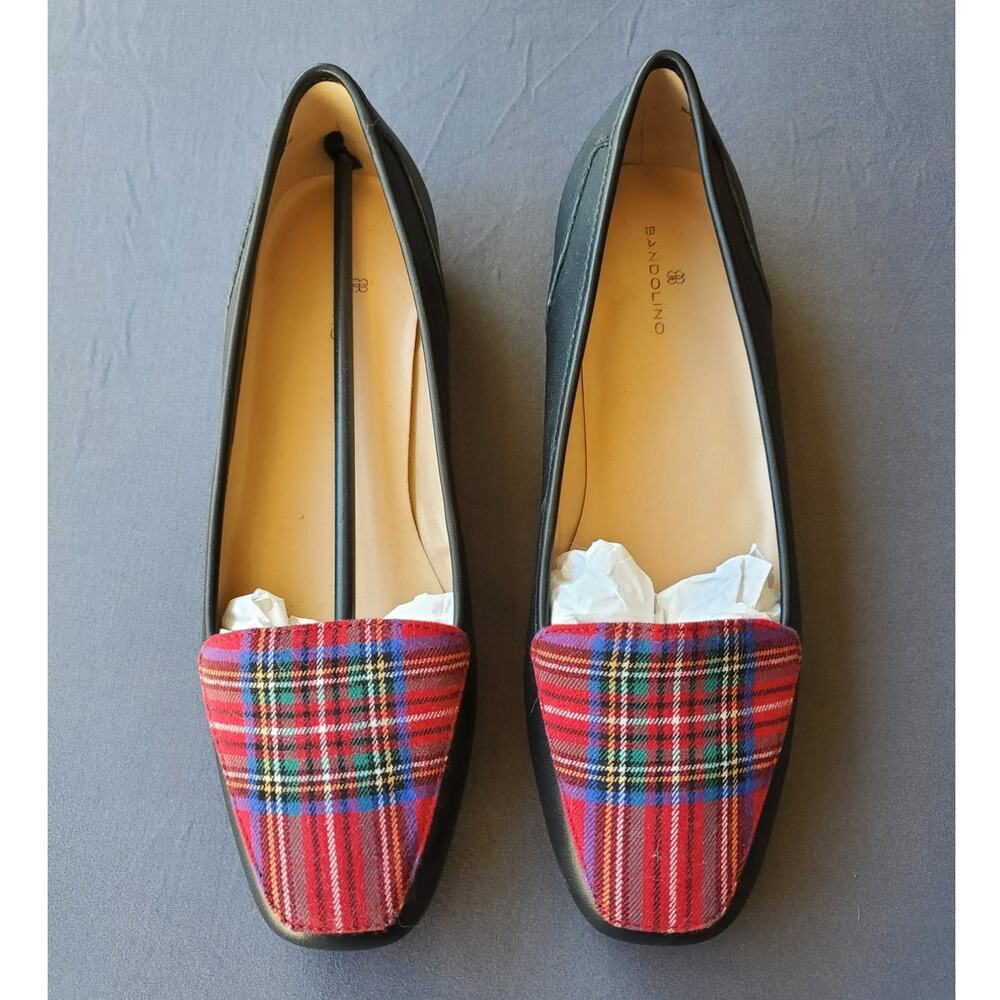 Bandolino Plaid & Black Flats, Scottish, Punk, Retro Size 8.5 NEW Tartan, Mod